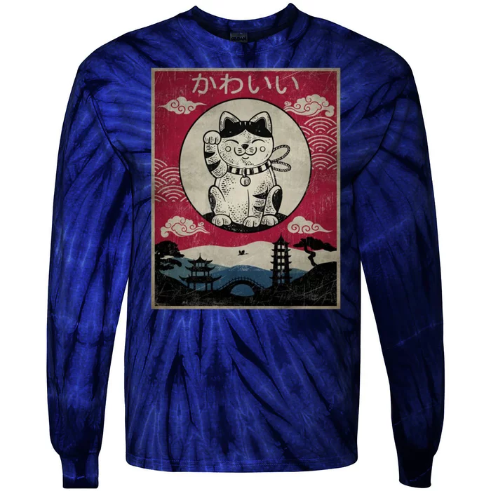 Kawaii Cat Japanese Tie-Dye Long Sleeve Shirt