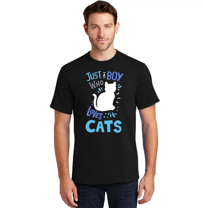 Kids Cat Just A Boy Who Loves Cats Gift For Cat Lovers TShirt Tall T-Shirt