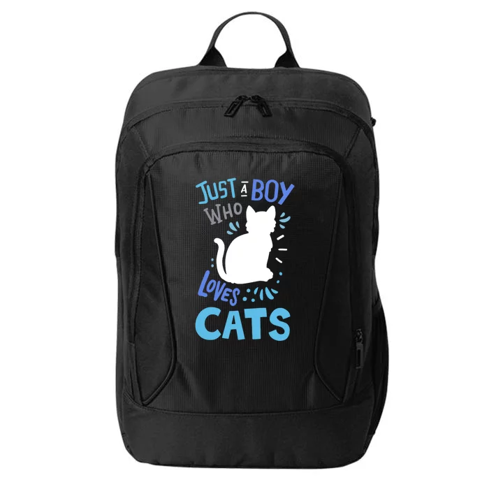 Kids Cat Just A Boy Who Loves Cats Gift For Cat Lovers TShirt City Backpack