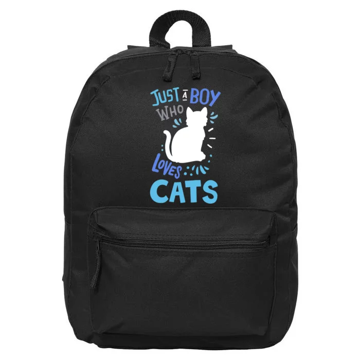 Kids Cat Just A Boy Who Loves Cats Gift For Cat Lovers TShirt 16 in Basic Backpack