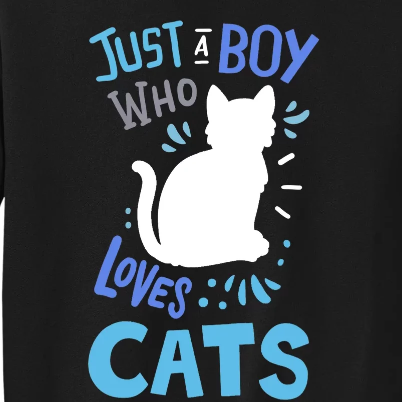 Kids Cat Just A Boy Who Loves Cats Gift For Cat Lovers TShirt Tall Sweatshirt