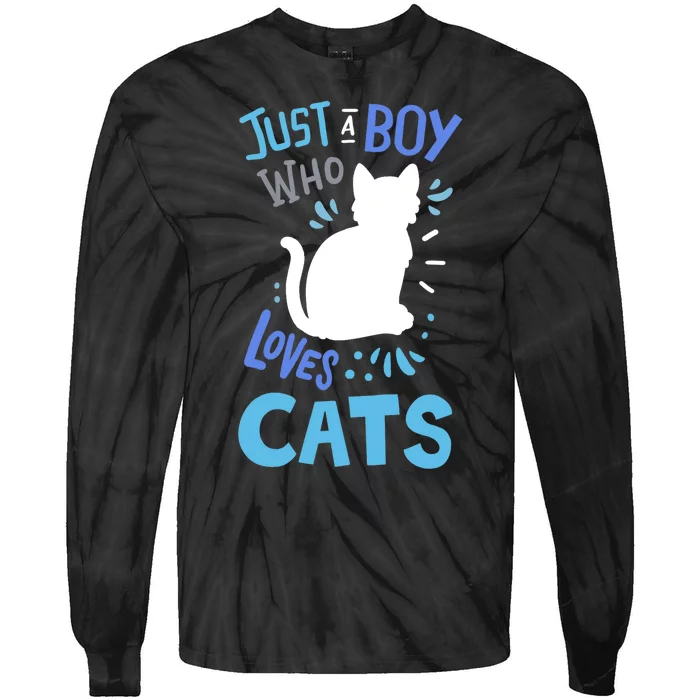 Kids Cat Just A Boy Who Loves Cats Gift For Cat Lovers TShirt Tie-Dye Long Sleeve Shirt