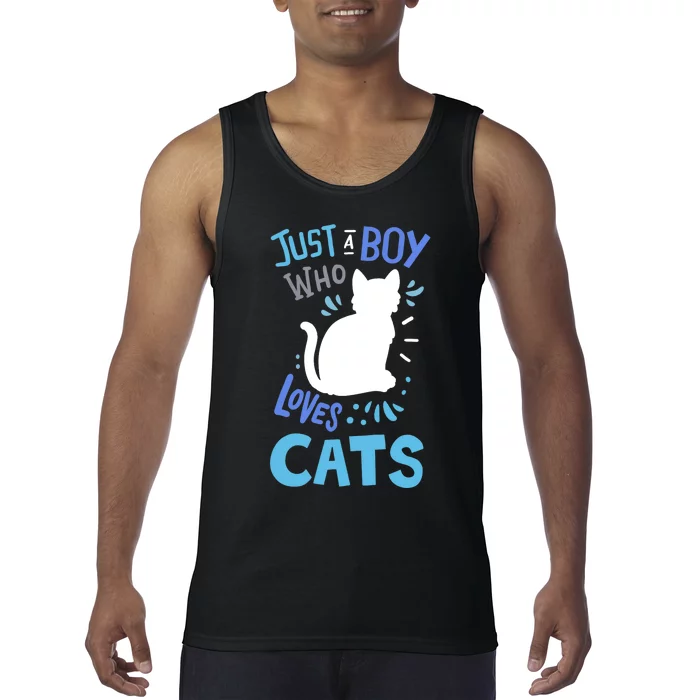 Kids Cat Just A Boy Who Loves Cats Gift For Cat Lovers TShirt Tank Top