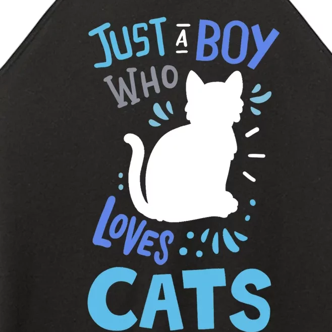 Kids Cat Just A Boy Who Loves Cats Gift For Cat Lovers TShirt Women’s Perfect Tri Rocker Tank