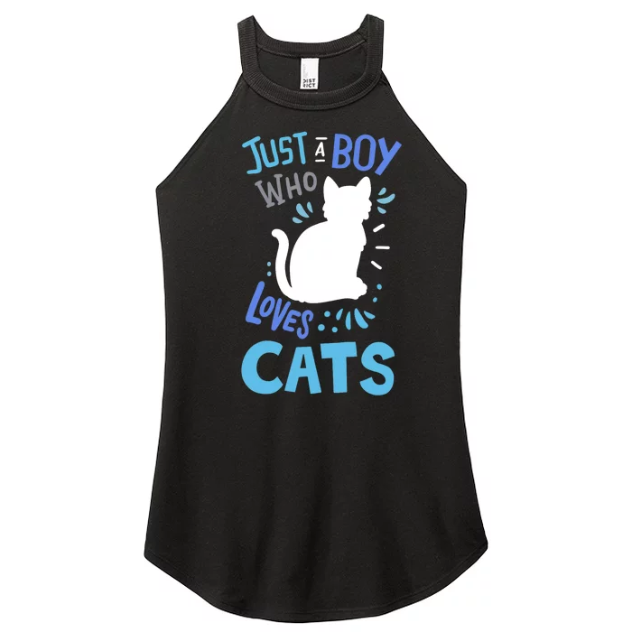 Kids Cat Just A Boy Who Loves Cats Gift For Cat Lovers TShirt Women’s Perfect Tri Rocker Tank