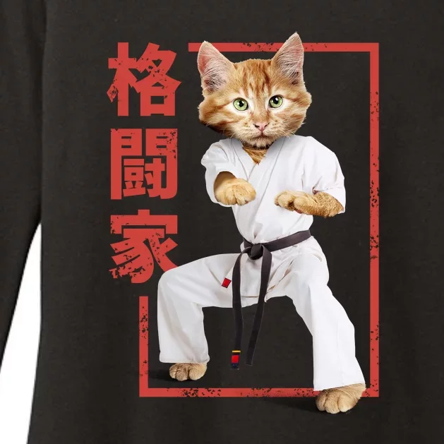 Karate Cat Womens CVC Long Sleeve Shirt