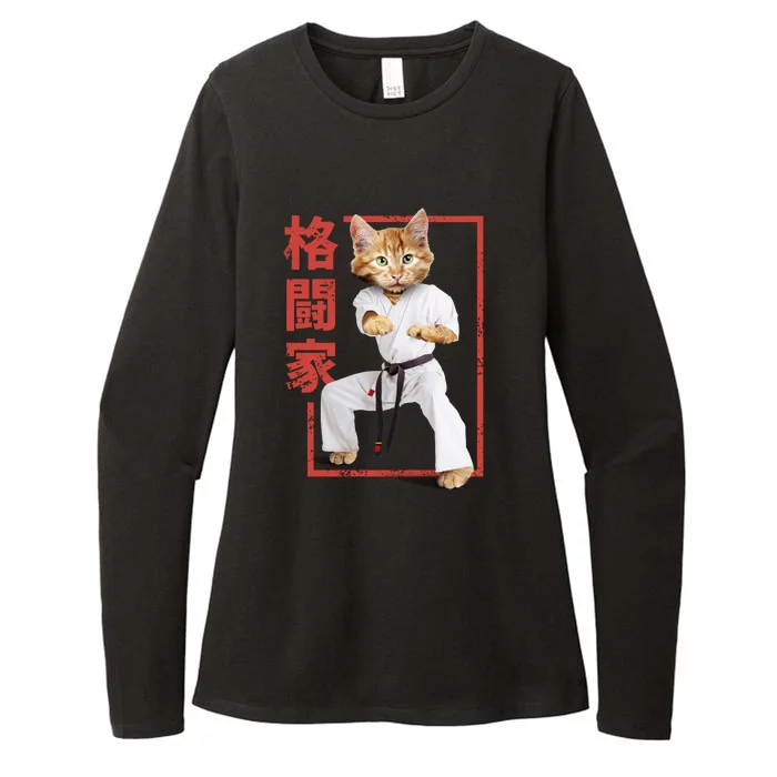 Karate Cat Womens CVC Long Sleeve Shirt