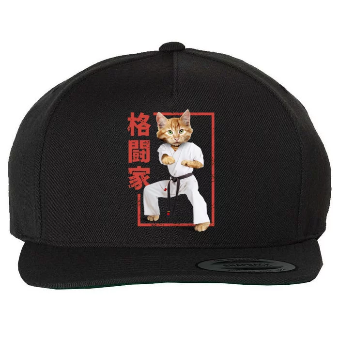 Karate Cat Wool Snapback Cap