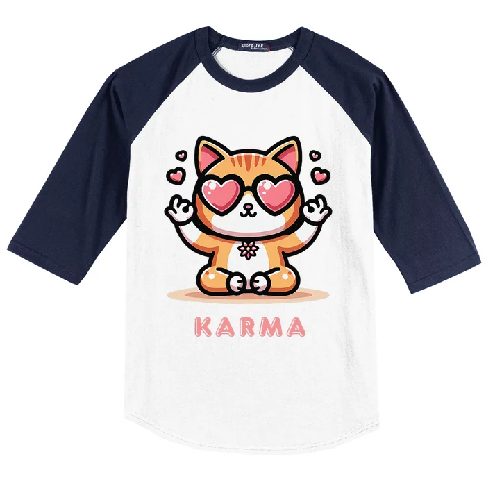 Karma Cat Baseball Sleeve Shirt