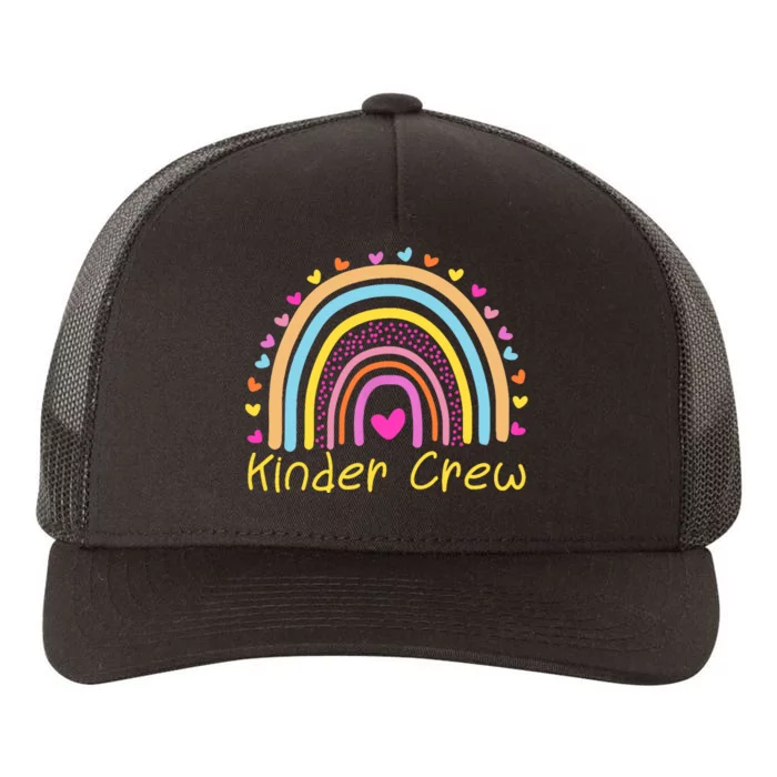 Kinder Crew Kindergarten Teacher Rainbow Heart Yupoong Adult 5-Panel Trucker Hat