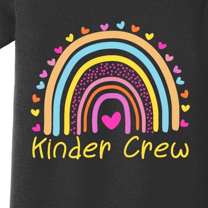 Kinder Crew Kindergarten Teacher Rainbow Heart Baby Bodysuit