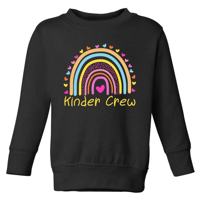 Kinder Crew Kindergarten Teacher Rainbow Heart Toddler Sweatshirt