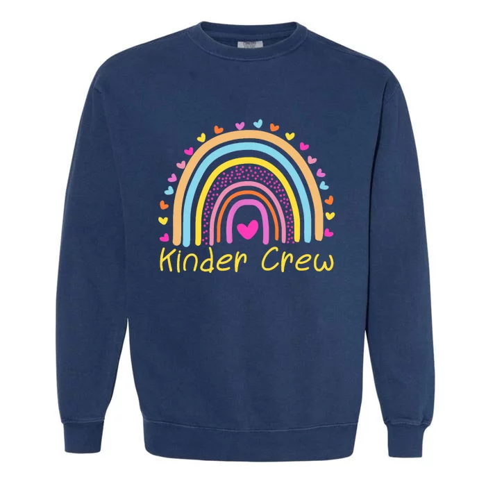 Kinder Crew Kindergarten Teacher Rainbow Heart Garment-Dyed Sweatshirt