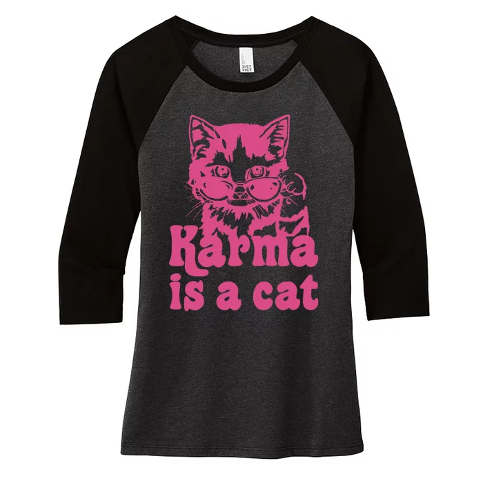 Karma Cat Women's Tri-Blend 3/4-Sleeve Raglan Shirt