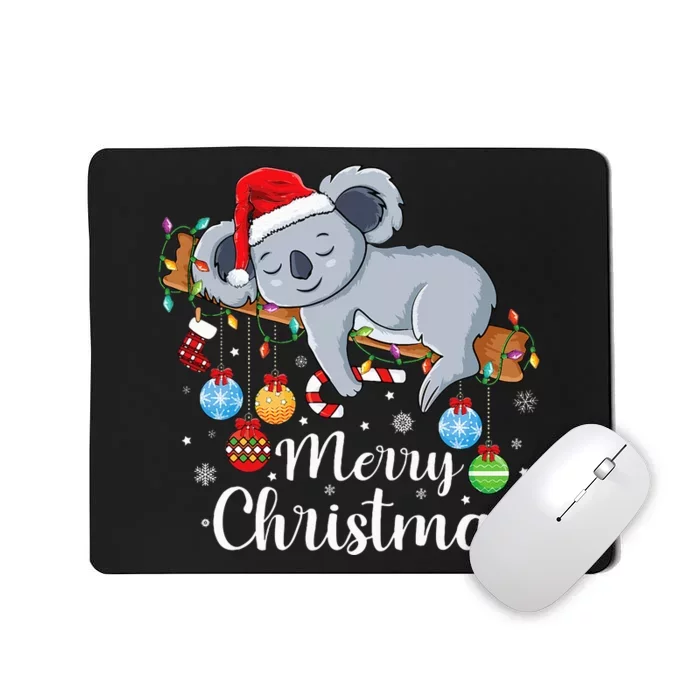 Koalalala Cute Koala Bear santa hat funny Christmas koala Mousepad