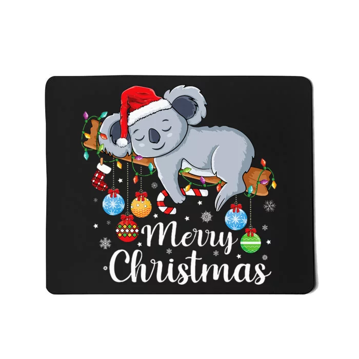 Koalalala Cute Koala Bear santa hat funny Christmas koala Mousepad