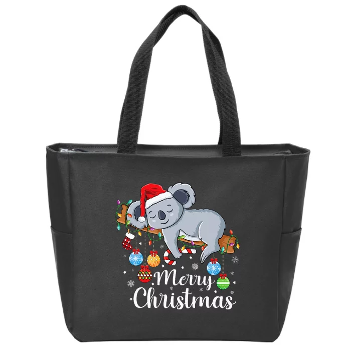 Koalalala Cute Koala Bear santa hat funny Christmas koala Zip Tote Bag