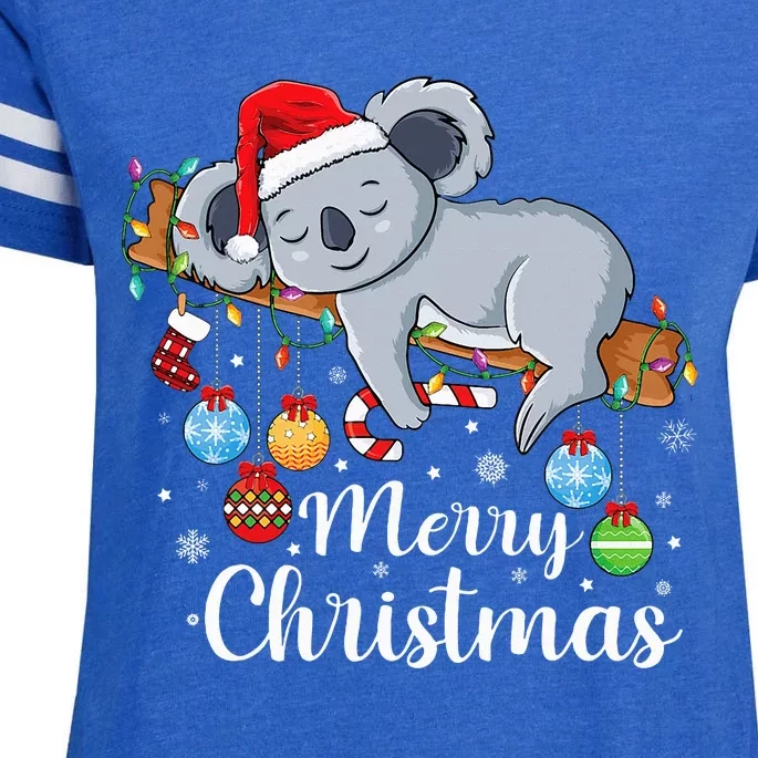 Koalalala Cute Koala Bear santa hat funny Christmas koala Enza Ladies Jersey Football T-Shirt