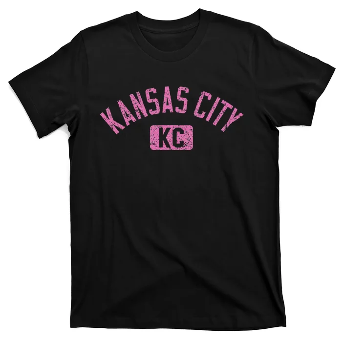 Kansas City Kc Arched Text Distressed T-Shirt