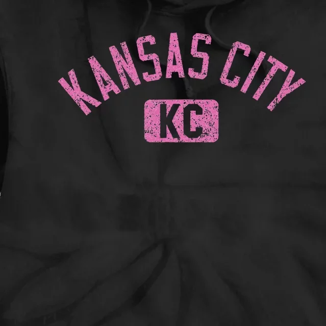 Kansas City Kc Arched Text Distressed Tie Dye Hoodie