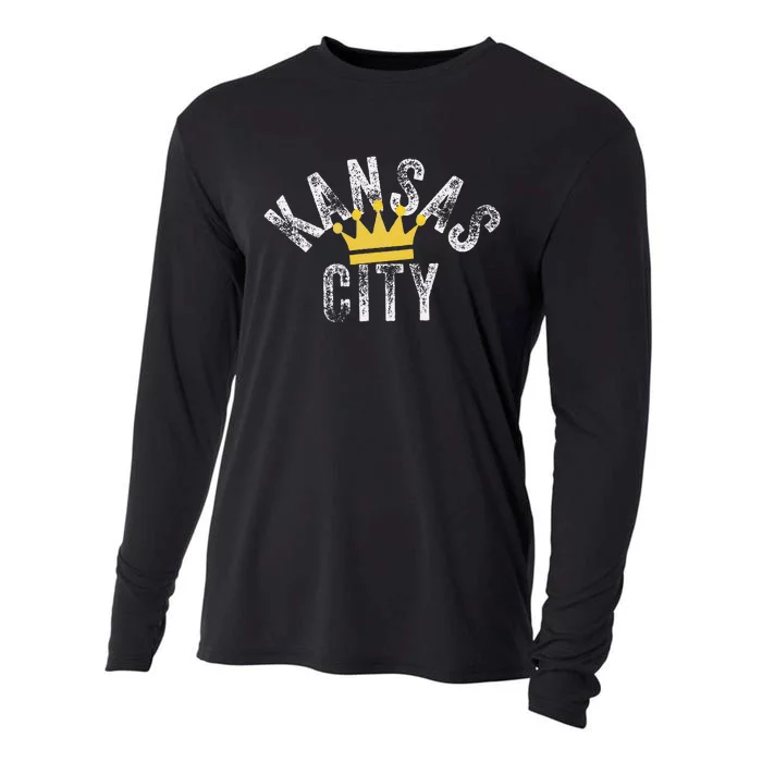 Kansas City Kc Crown Town Local Modern Style KC Cool Blue Cooling Performance Long Sleeve Crew