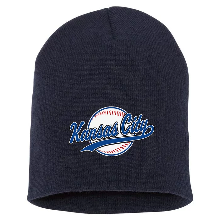 Kansas City Kc Vintage Baseball Throwback Retro Design Short Acrylic Beanie