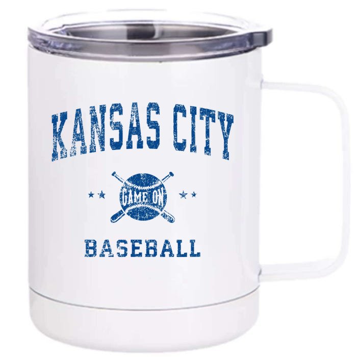 Kansas City KC Vintage Baseball Throwback Retro Design Front & Back 12oz Stainless Steel Tumbler Cup