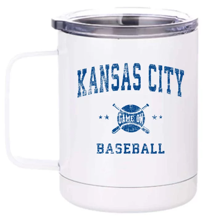 Kansas City KC Vintage Baseball Throwback Retro Design Front & Back 12oz Stainless Steel Tumbler Cup