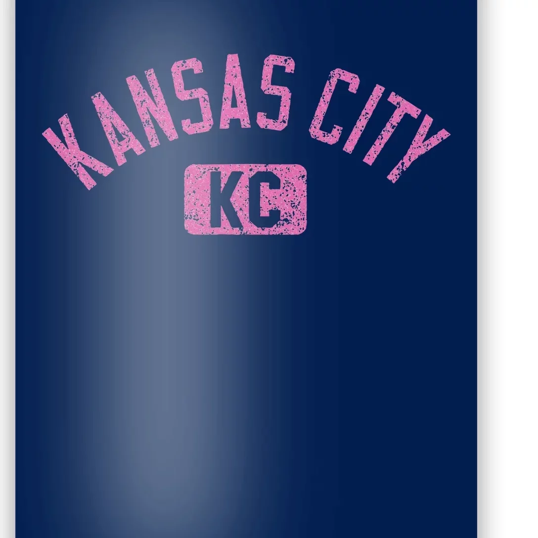 Kansas City Kc Arched Text Distressed Pink Print Poster