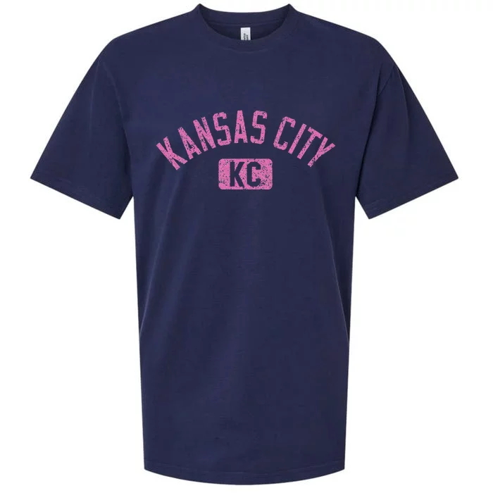 Kansas City Kc Arched Text Distressed Pink Print Sueded Cloud Jersey T-Shirt