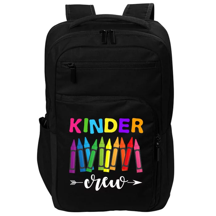 Kinder Crew Kindergarten Teacher 1st Day Of School Impact Tech Backpack