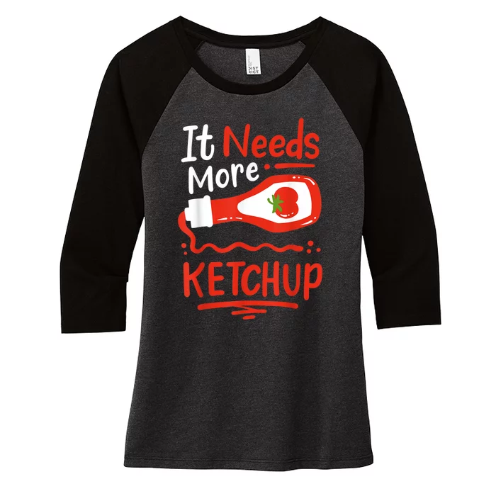 Ketchup Condiment Women's Tri-Blend 3/4-Sleeve Raglan Shirt