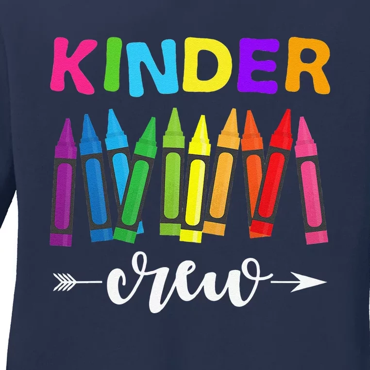 Kinder Crew Kindergarten Teacher 1st Day Of School Ladies Long Sleeve Shirt