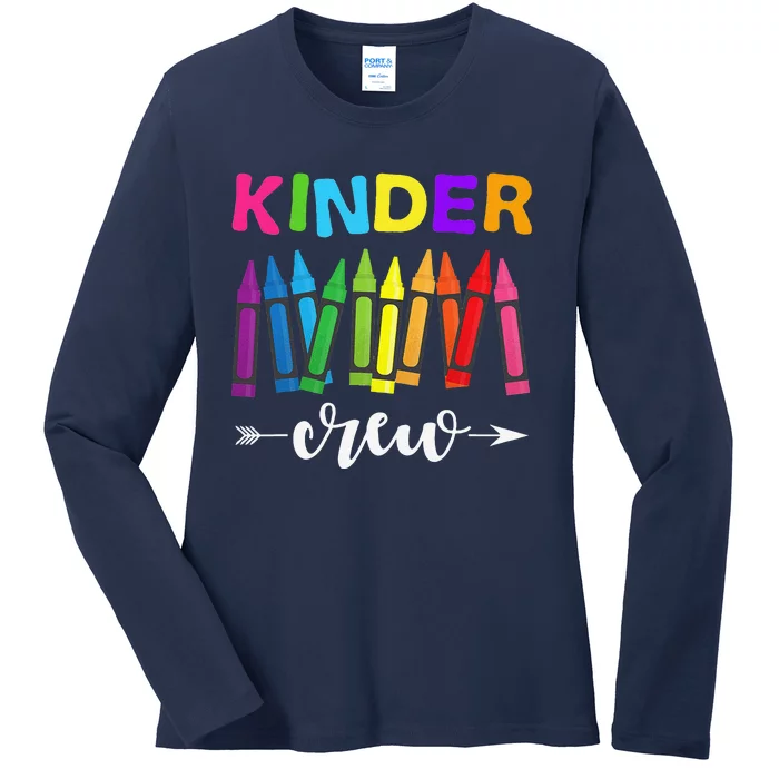 Kinder Crew Kindergarten Teacher 1st Day Of School Ladies Long Sleeve Shirt