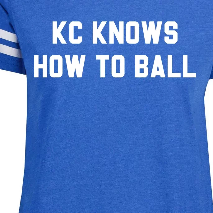 Kansas City Knows How To Ball Enza Ladies Jersey Football T-Shirt