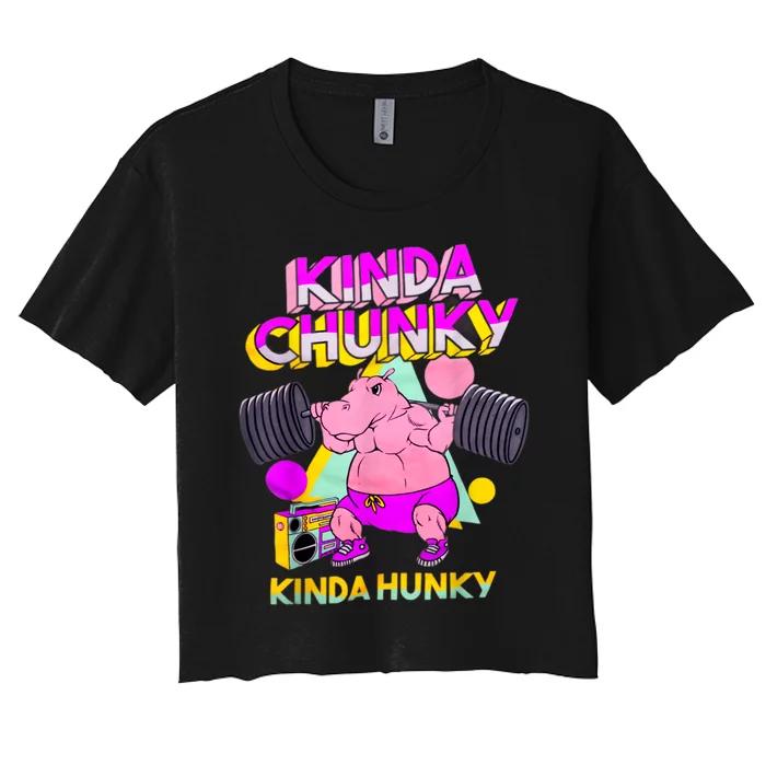 Kinda Chunky Kinda Hunky, Bodybuilding Gym Women's Crop Top Tee