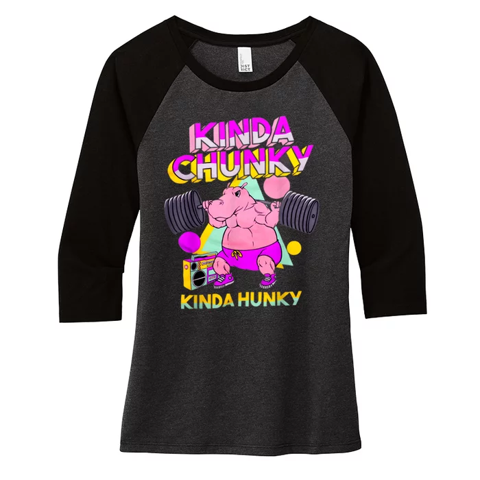 Kinda Chunky Kinda Hunky, Bodybuilding Gym Women's Tri-Blend 3/4-Sleeve Raglan Shirt