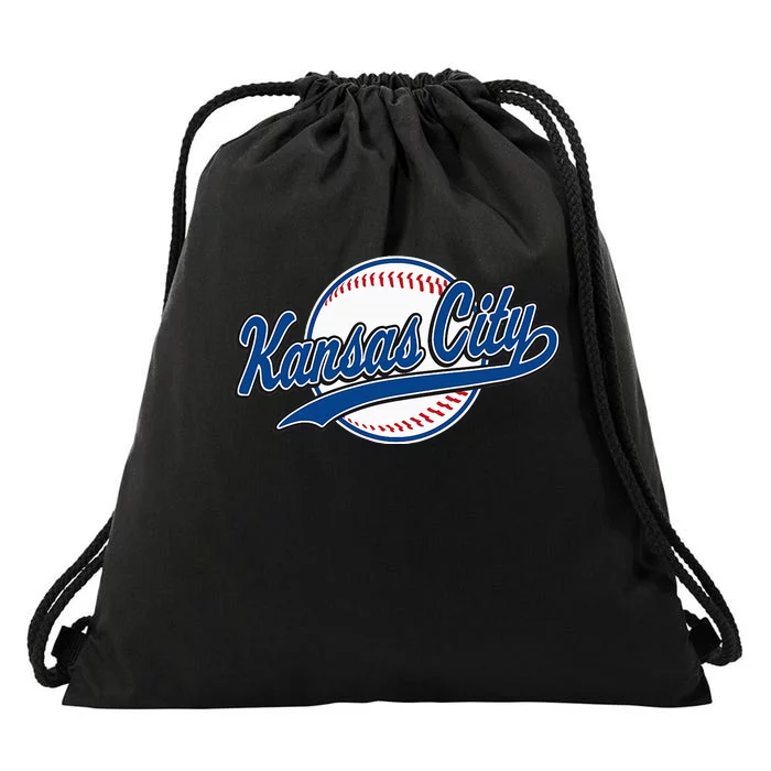 Kansas City Kc Vintage Baseball Throwback Drawstring Bag