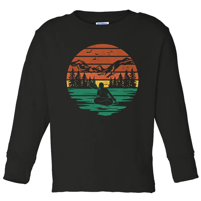 Kayaking Canoe Kayaker Retro Kayak Gift Toddler Long Sleeve Shirt