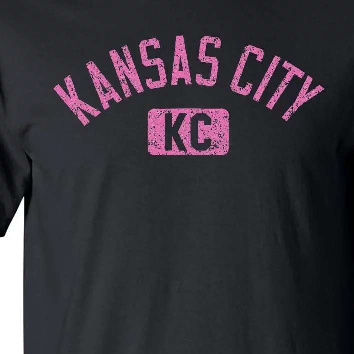 Kansas City Kc Arched Text Distressed Pink Tall T-Shirt