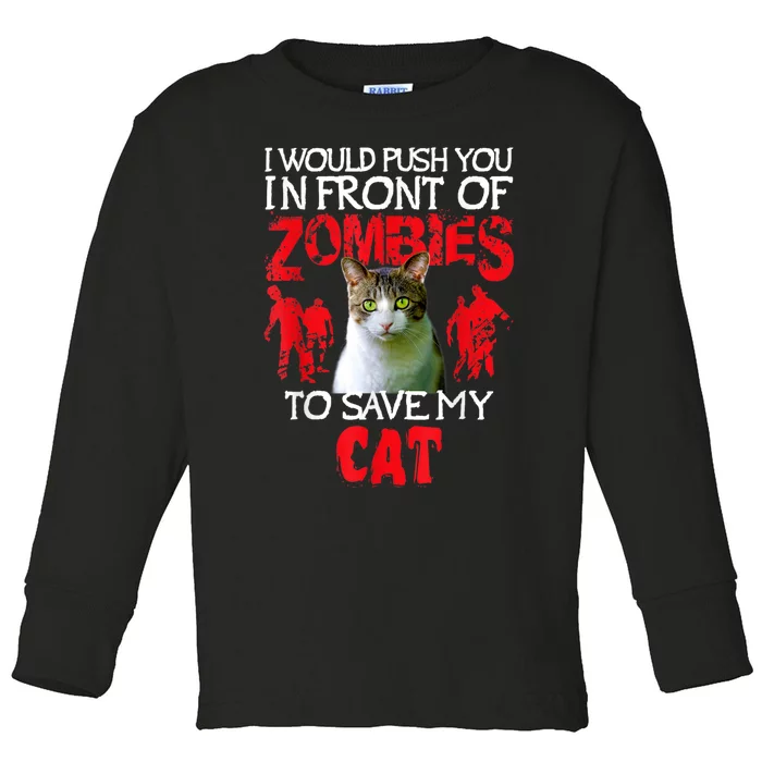 Kitty Cat Lovers Zombie Halloween Costume Idea Toddler Long Sleeve Shirt