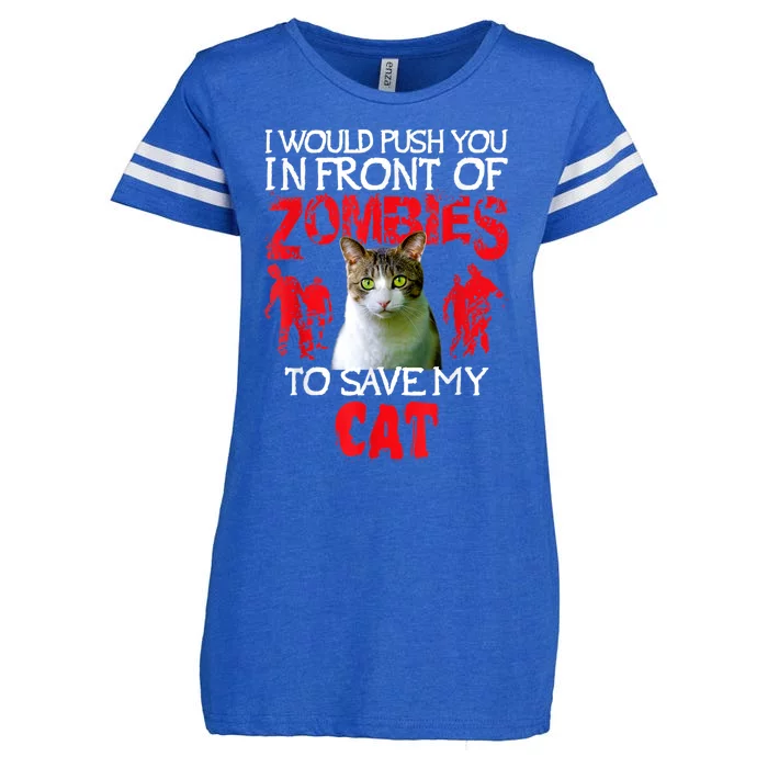 Kitty Cat Lovers Zombie Halloween Costume Idea Enza Ladies Jersey Football T-Shirt