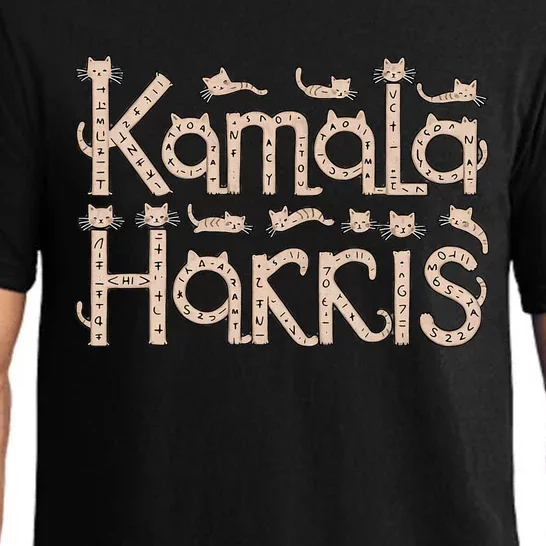 Kamala Cat Letter Font Design Pajama Set