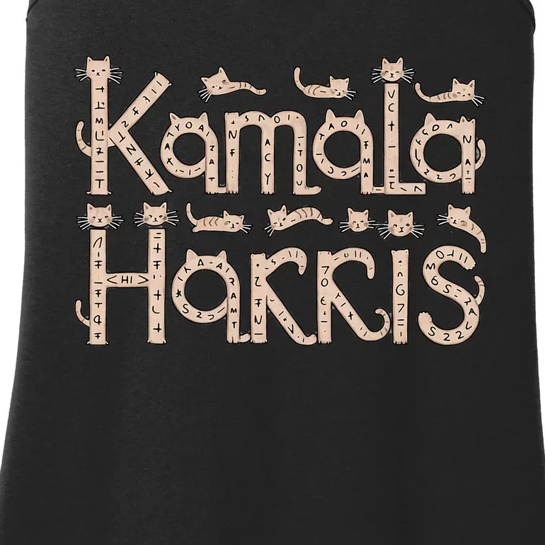 Kamala Cat Letter Font Design Ladies Essential Tank