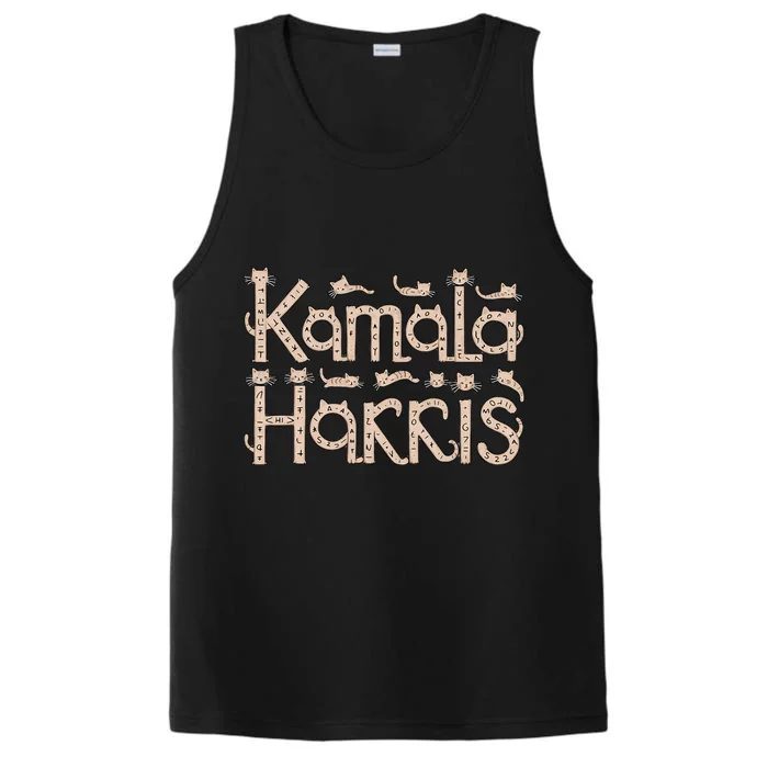 Kamala Cat Letter Font Design Performance Tank