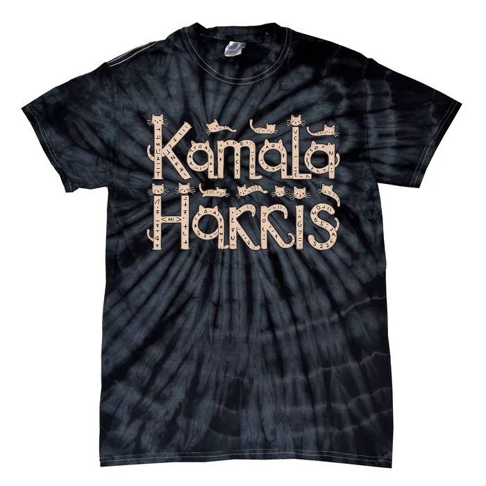 Kamala Cat Letter Font Design Tie-Dye T-Shirt