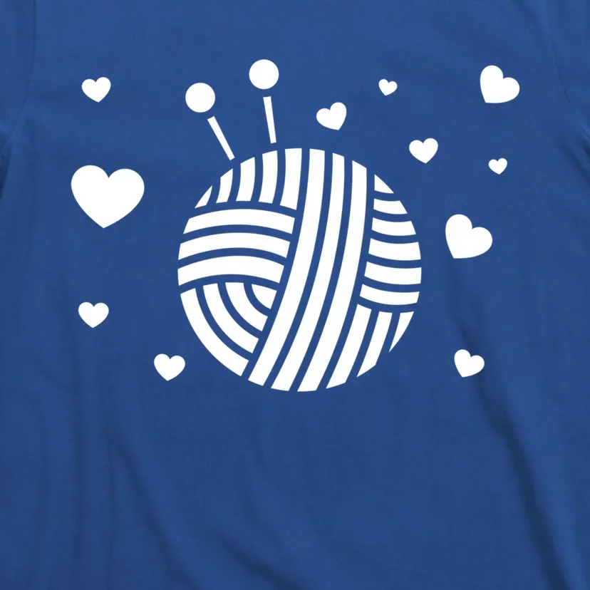 Knitter Crocheting Lover Hearts Knit Crocheter Yarn Knitting Gift T-Shirt