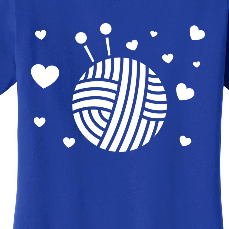 Knitter Crocheting Lover Hearts Knit Crocheter Yarn Knitting Gift Women's T-Shirt