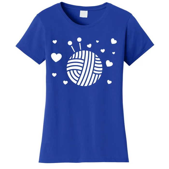 Knitter Crocheting Lover Hearts Knit Crocheter Yarn Knitting Gift Women's T-Shirt