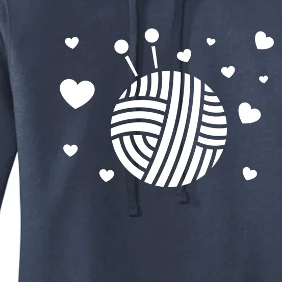 Knitter Crocheting Lover Hearts Knit Crocheter Yarn Knitting Gift Women's Pullover Hoodie